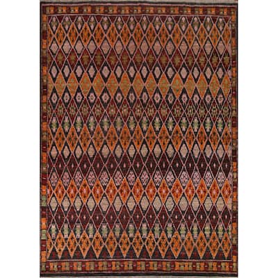 Trellis Moroccan Tribal Wool Area Rug Hand-knotted Living Room Carpet - 8'6" x 10'0"