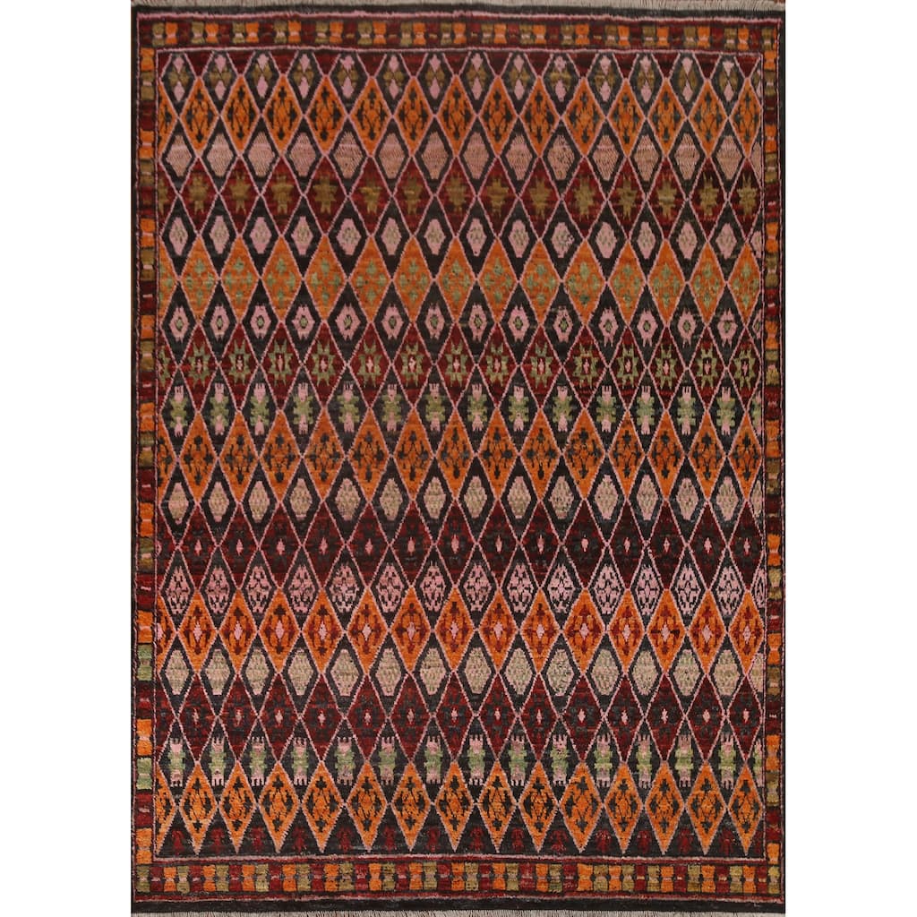 Trellis Moroccan Tribal Wool Area Rug Hand-knotted Living Room Carpet - 8'6" x 10'0"