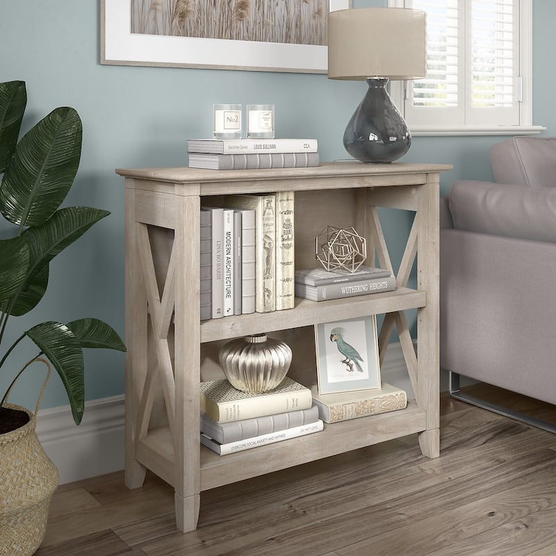 Key West Small 2 Shelf Bookcase by Bush Furniture - Washed Gray