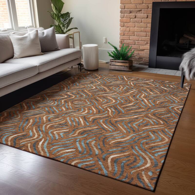 Machine Washable Indoor/ Outdoor Modern Jamie Chantille Rug