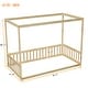 preview thumbnail 28 of 28, Twin Size Pine Wood Canopy Frame Floor Bed with Fence and Guardrails for Bedroom