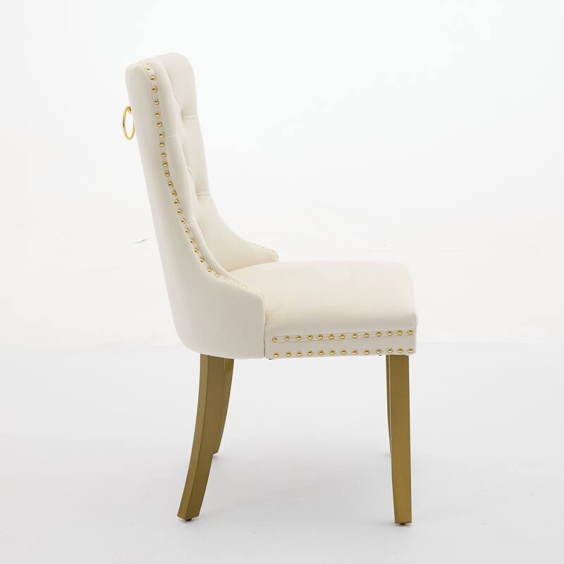 Furniture, Nikki Collection Modern, High-end Tufted Solid Wood Contemporary Velvet Upholstered Dining Chair - Milk White