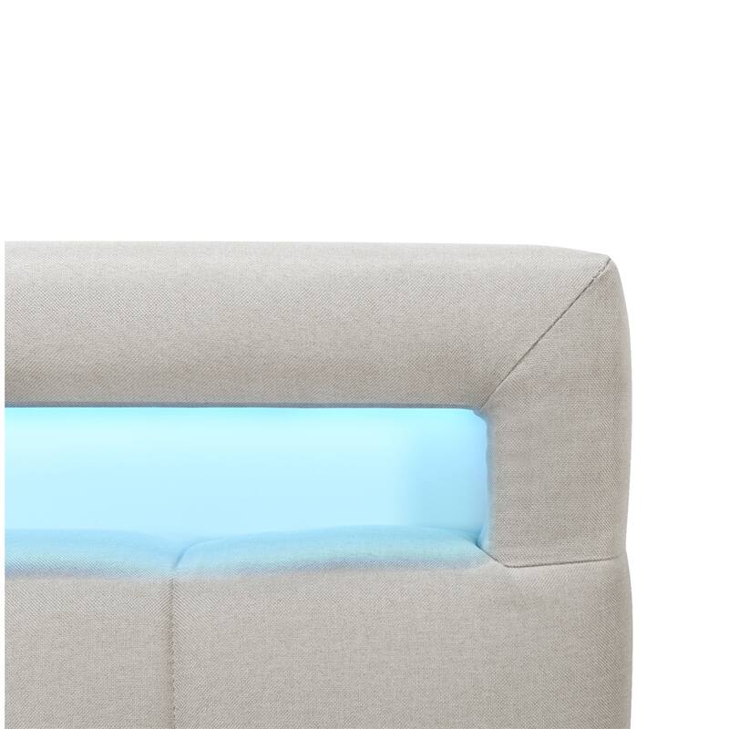 Twin Size Upholstered Platform Bed with LED Frame and 2 Drawers