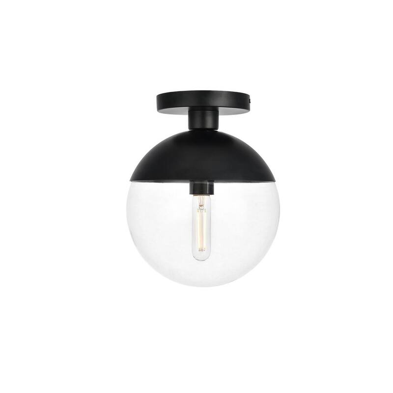 1-light 10-inch Glass Orb Flush Mount Light Fixture - Black