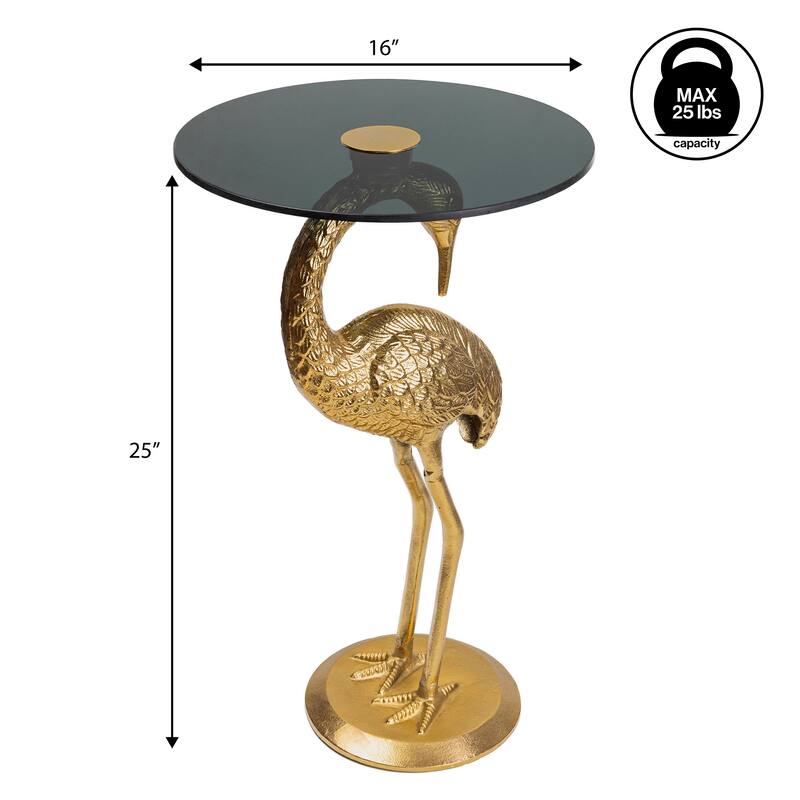 Nysha 25" Glass Top Flamingo end Table, Pink, by JONATHAN Y