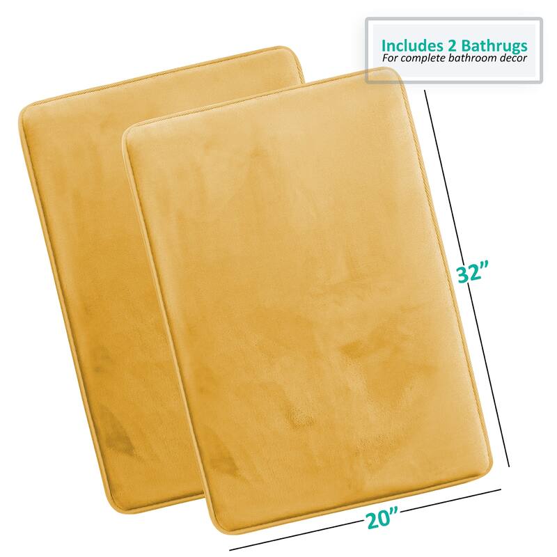 Clara Clark Ultra Soft Plush Bathroom Rug - Non-Slip, Velvet, Memory Foam Bath Mat - Set of 2