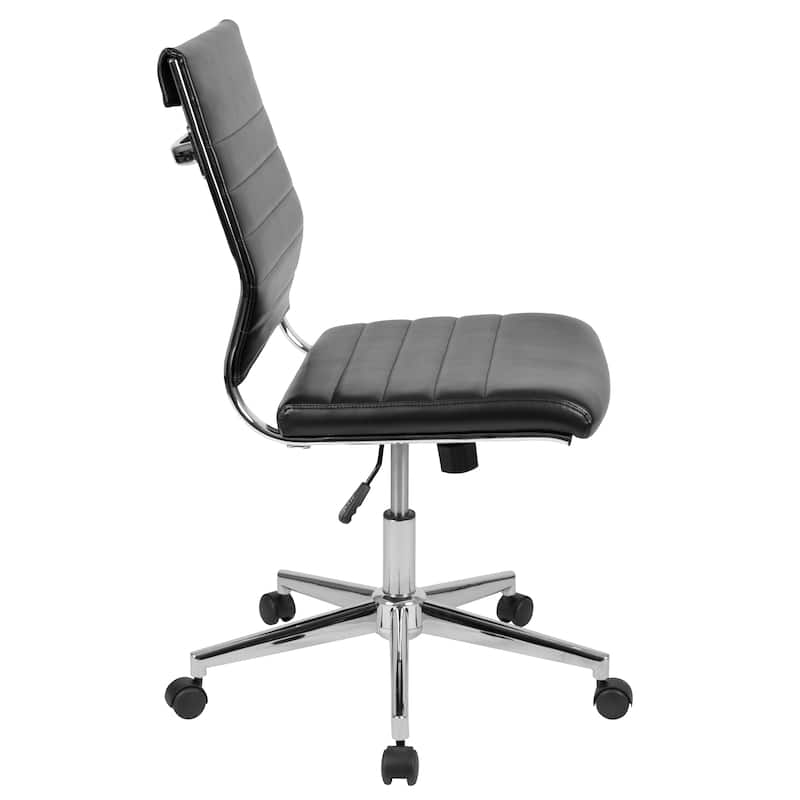 Mid-Back Armless LeatherSoft Contemporary Ribbed Executive Swivel Office Chair