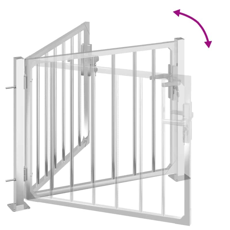 vidaXL Garden Gate Locking Fence Entrance Barrier Patio Lawn Stainless Steel