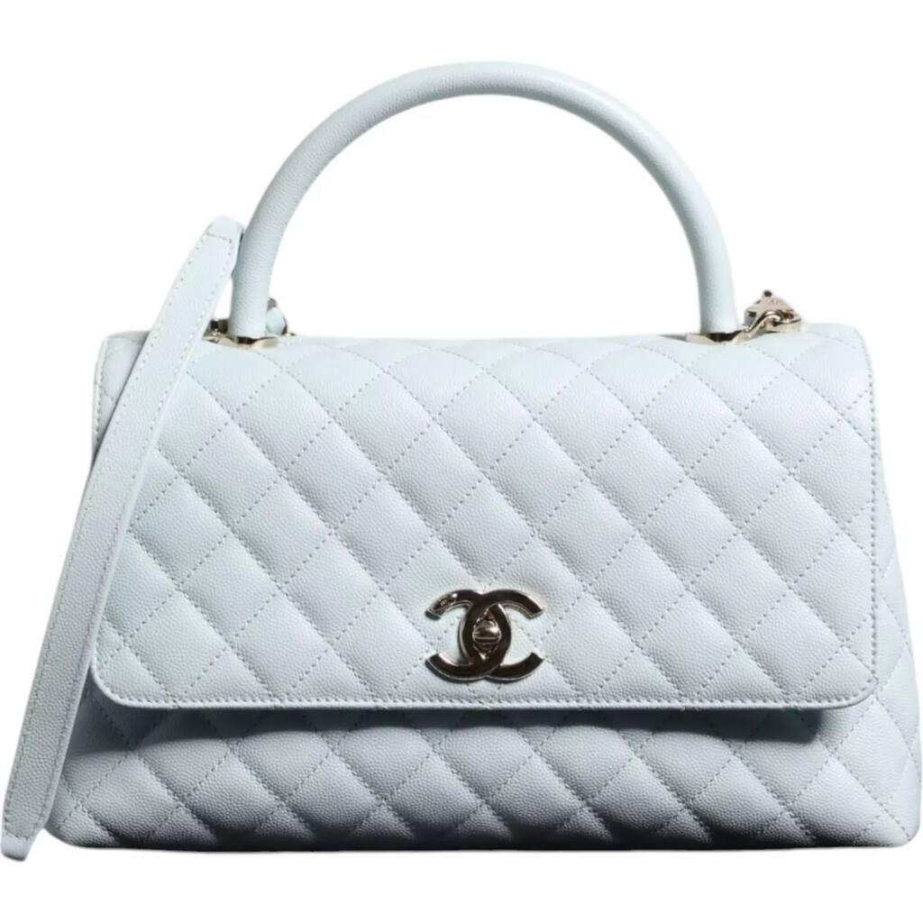 Chanel Blue Flap Top Handle Medium Robin Egg Coco Handle Women's Bag
