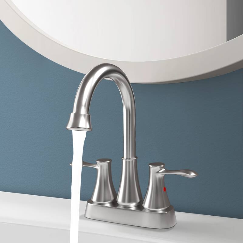 Topcraft 4-Inch Wide Double Handle Bathroom Faucet with Pop-Up Drainer