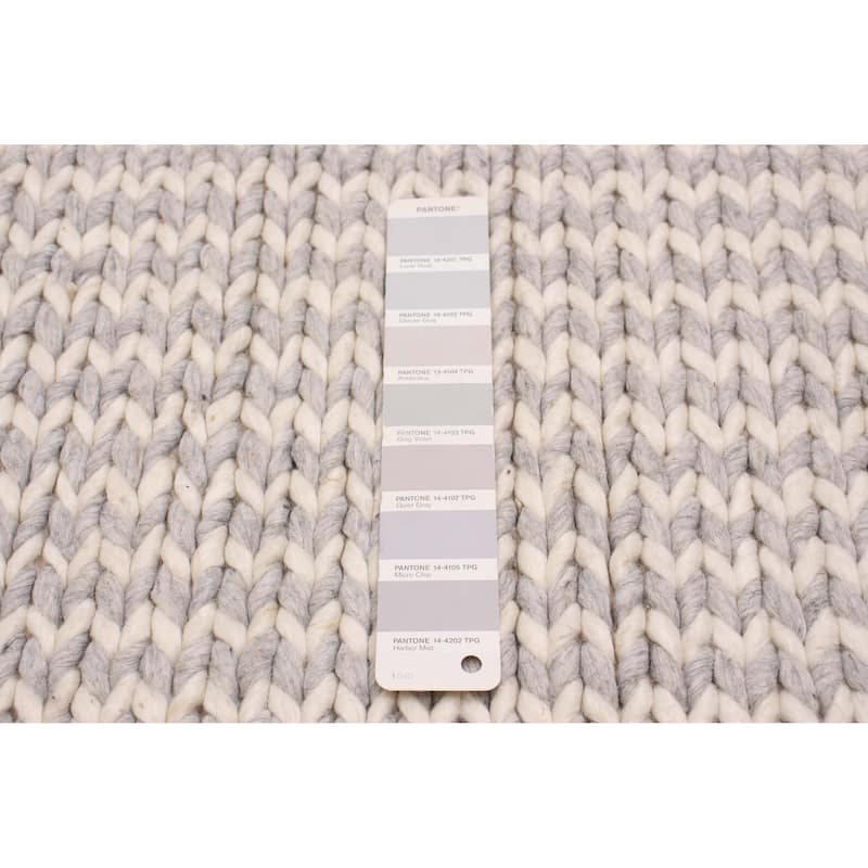 ECARPETGALLERY Braid weave Sienna Grey Wool Rug - 2'3 x 7'6