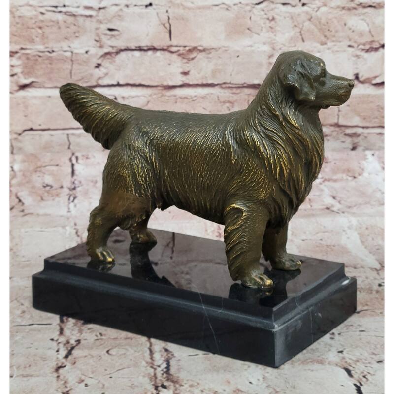 Bronze Golden Retriever Imitative Dog Statue Realistic Pet Sculpture Decor