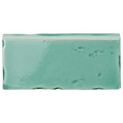 Merola Tile Novecento Zocalo Aguamarina 2-1/2" x 5-1/8" Ceramic Wall Trim - (1 Tile)