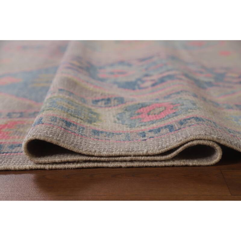 Hand Knotted Oriental 100% Wool Carpet Transitional All-Over Purples Oushak Area Rug - 10' 7'' X 7' 9''