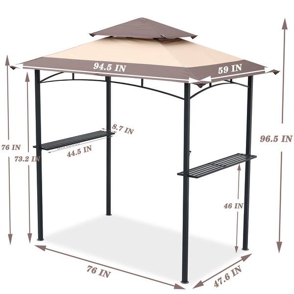 Khaki/Brown Modern 8 x 5 ft BBQ Grill Gazebo, AllSeason Outdoor