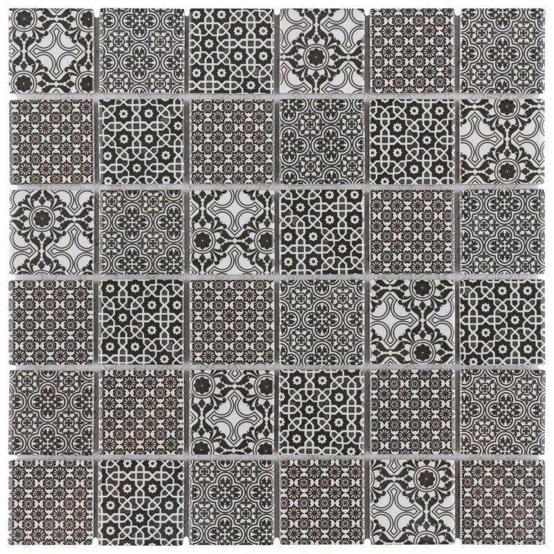 Merola Tile Classico 2" Square Black 11-3/4" x 11-3/4" Porcelain Floor and Wall Tile