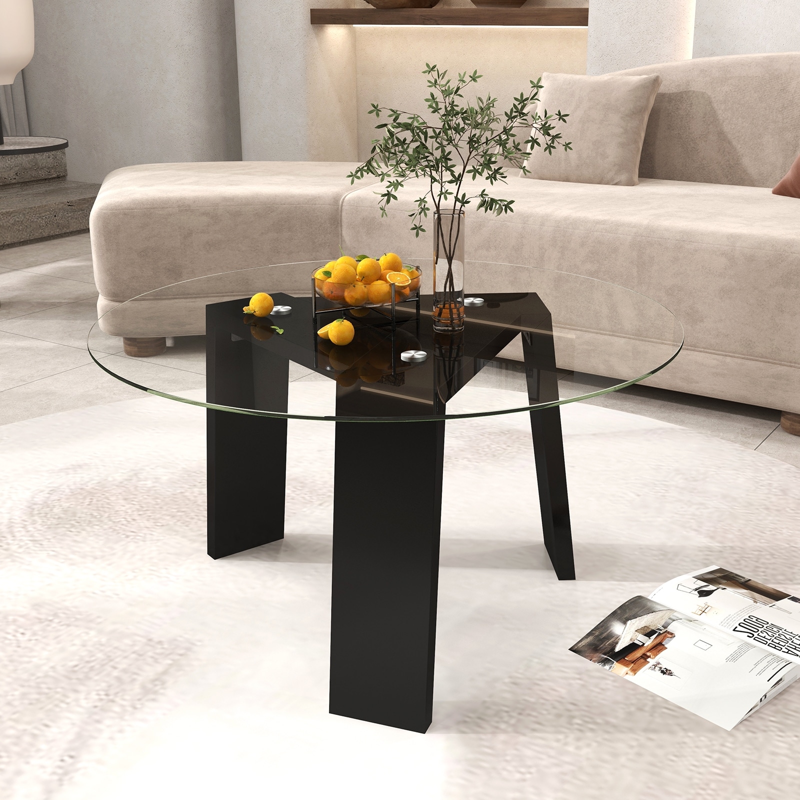 Glass coffee table black legs cheap