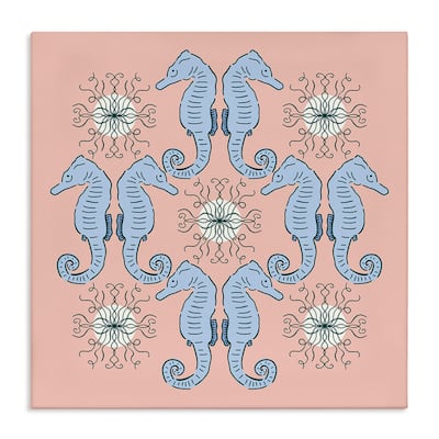 Stupell Symmetrical Coral Seahorse Pattern Canvas Wall Art Design By Sazerelli Designs