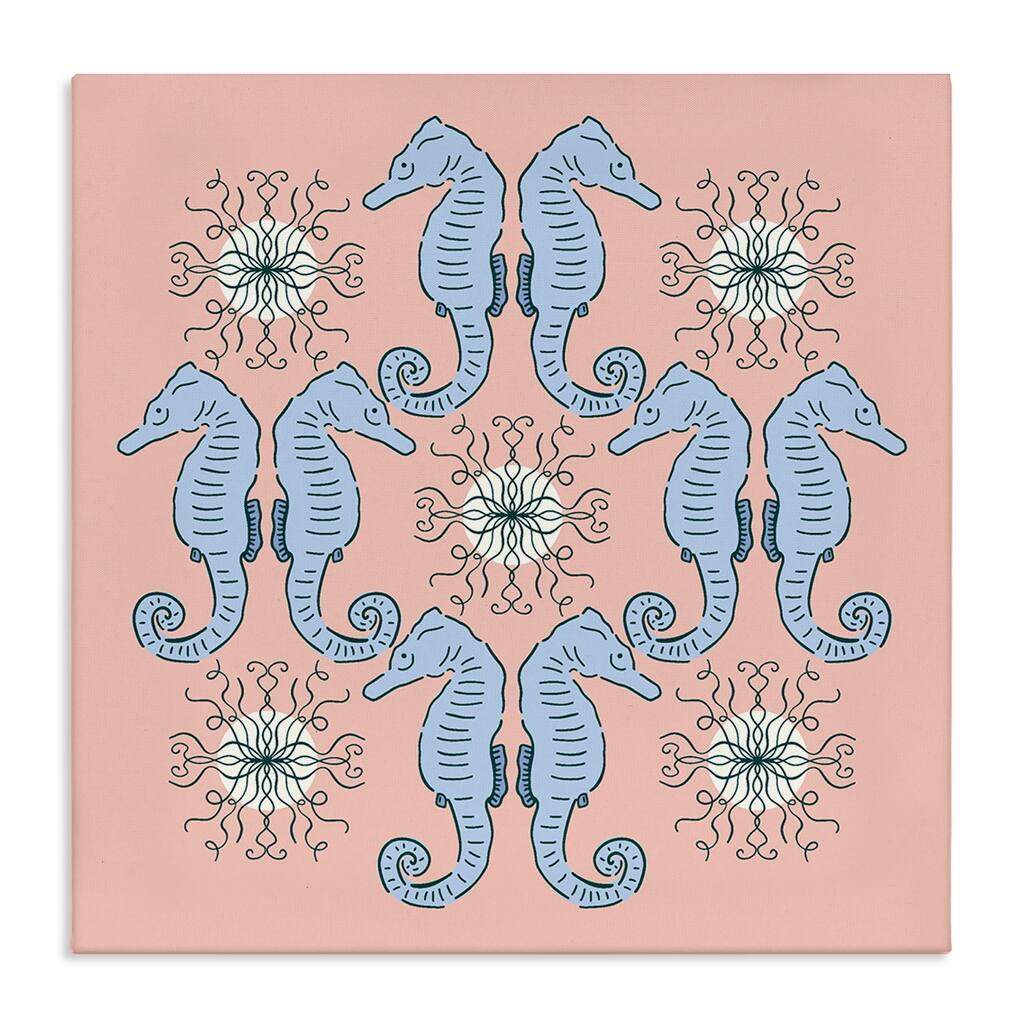 Stupell Symmetrical Coral Seahorse Pattern Canvas Wall Art Design By Sazerelli Designs