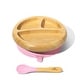 preview thumbnail 6 of 7, Baby Divided Plate With Spoon Bamboo and Silicone Pink