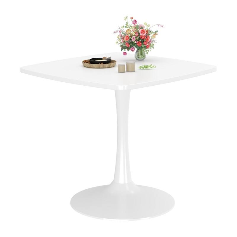31.5" Modern Kitchen Dining Table for 2-4 Persons, Square Dinner Table, Leisure Table with Metal Pedestal Base