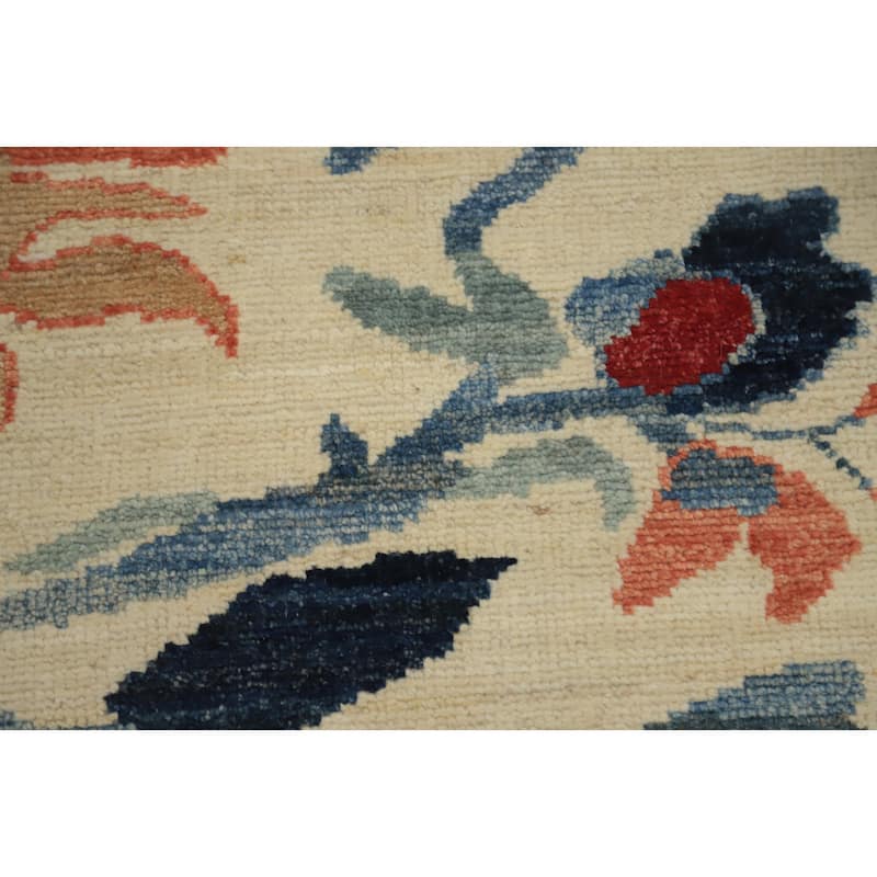 Hand Knotted Oriental 100% Wool Carpet Transitional Floral Beige & Ivories Oushak Area Rug - 9' 11'' X 8' 3''