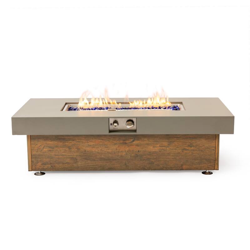 48'' Outdoor 50,000 BTU Iron Propane Fire Pit Table with Burner Lid