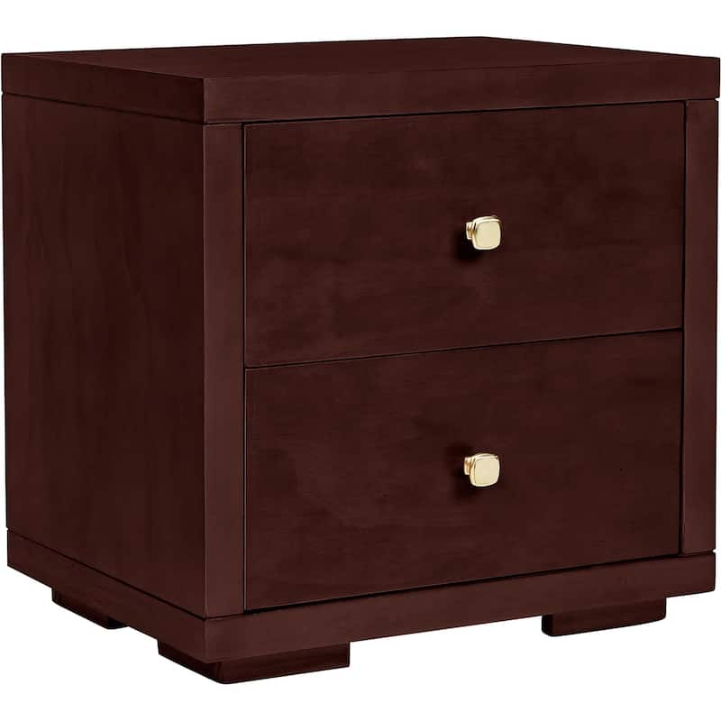HomeRoots 19" Espresso Two Drawer Nightstand