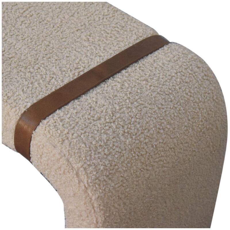 Artisan Furniture Solid Wood Boucle Leather Strap Bench