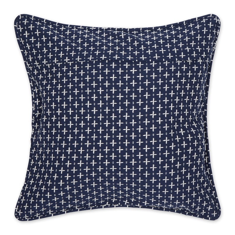 Navy Dobby Plus Recycled Cotton Pillow Cover 18x18 (Set of 2)