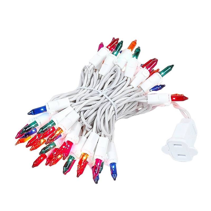 50 Light Christmas Mini Light Set, White Wire, 11' Long