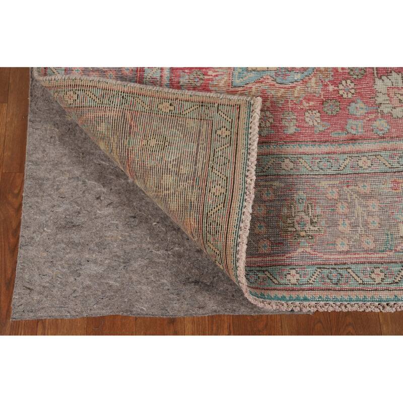 Tabriz Persian Vintage Rug Hand-Knotted Pink Traditional Wool Carpet - 6'9" x 10'3"