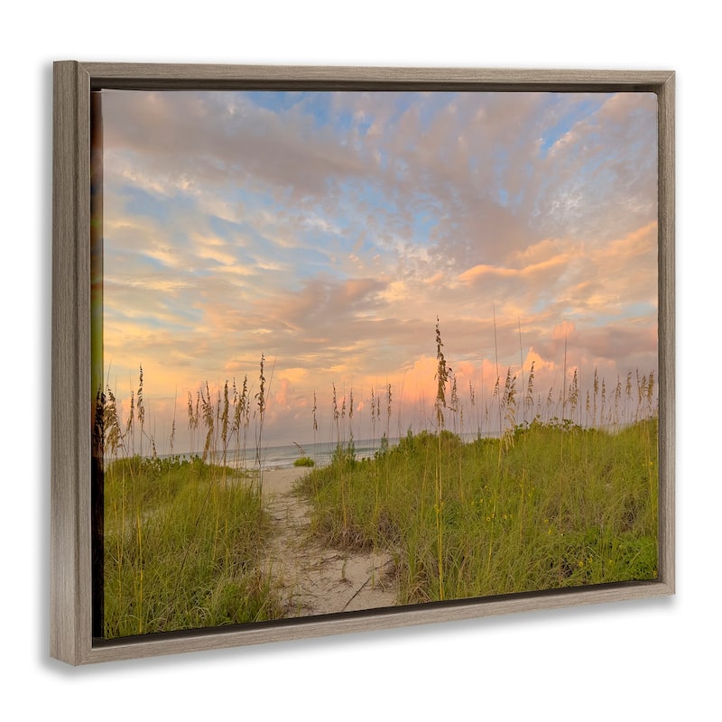 Stupell Serene Coastal Path Grasses Framed Floater Canvas Wall Art Design By Mary Lou Johnson