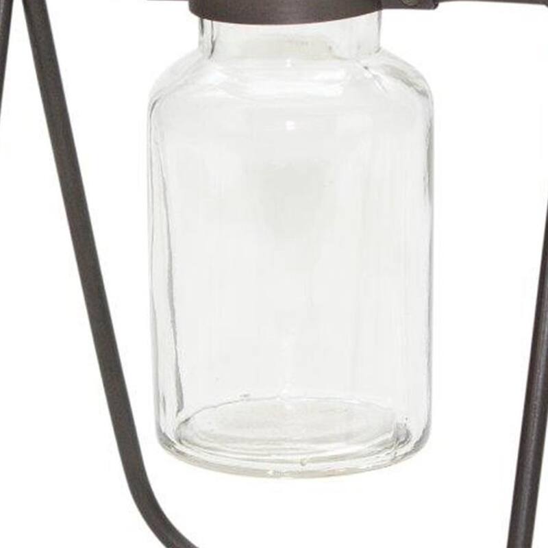 Set of Two Clear And Brown Glass And Metal Round Table Vases - 6.00