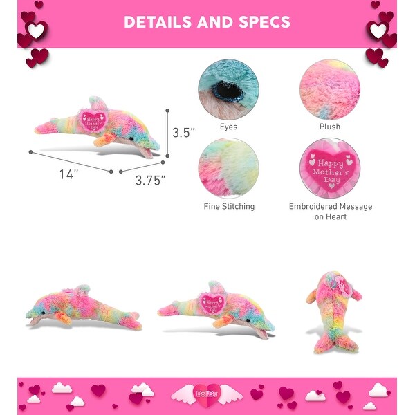 DolliBu Happy Motherundefineds Day Rainbow Dolphin with Pink Heart