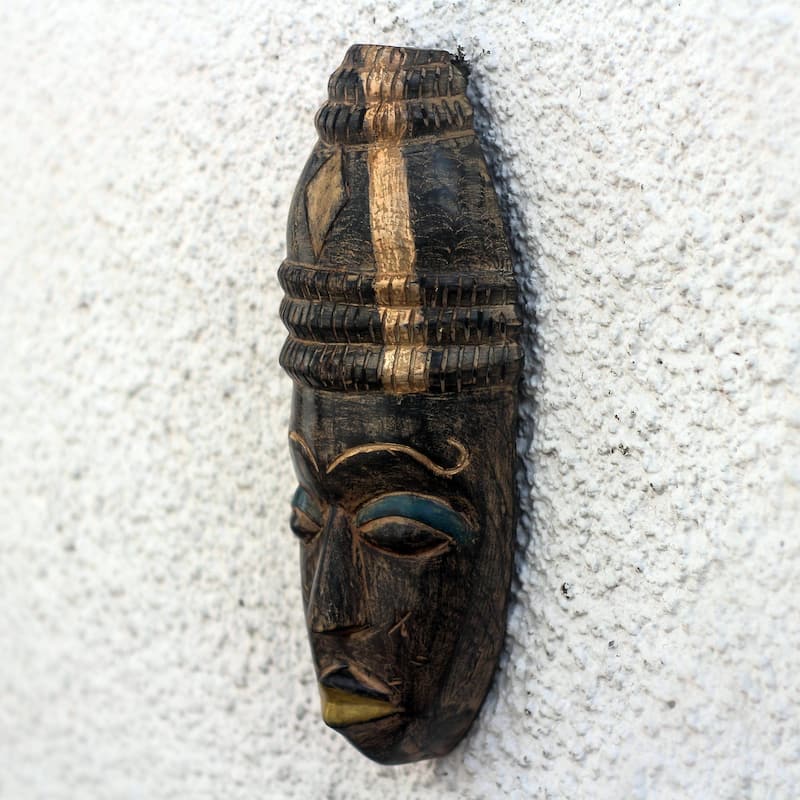 Novica Handmade Hat Wearer African Wood Mask