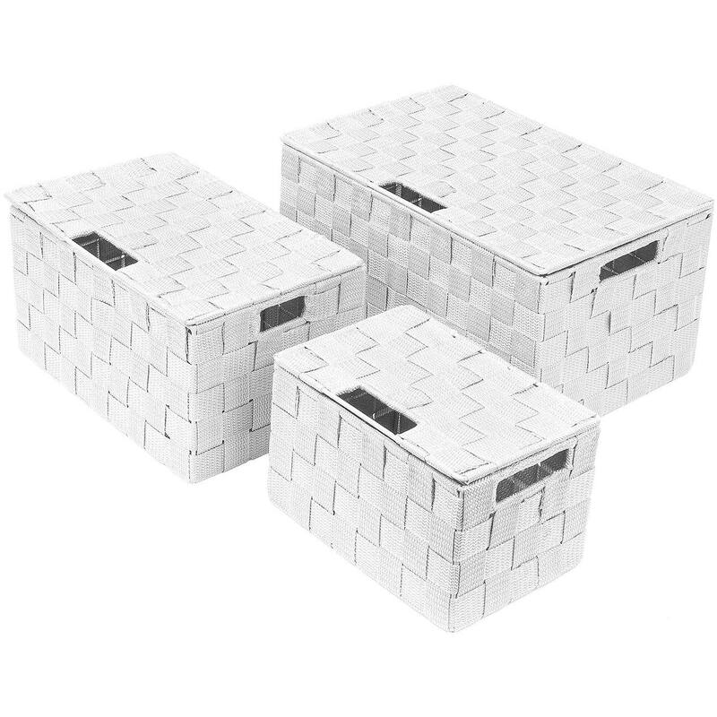 Weave Stackable Basket Set, 3 Pieces - White
