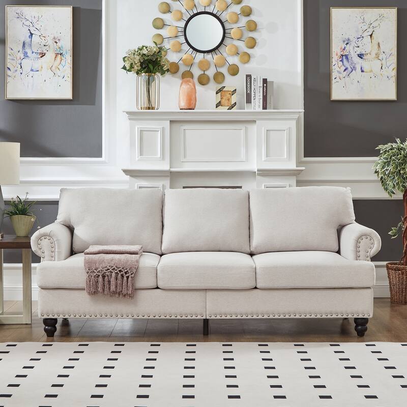Classic Design Sectional Sofa Loveseat Couch with Pillow Back（Leather/Polyester)