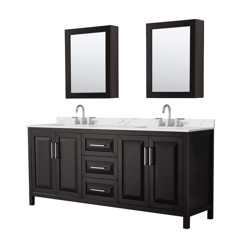 Wyndham Collection WCV252580D-QTZ-US3MED Daria 80" Free Standing - Dark Espresso / Giotto Quartz Top / Polished