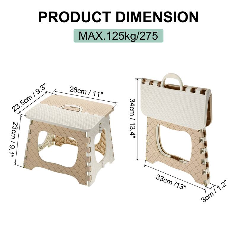 9" Folding Step Stool for Bathroom 275 lbs Capacity Indoors/Outdoors - 11 x 9.3 x 9.1inch - Brown
