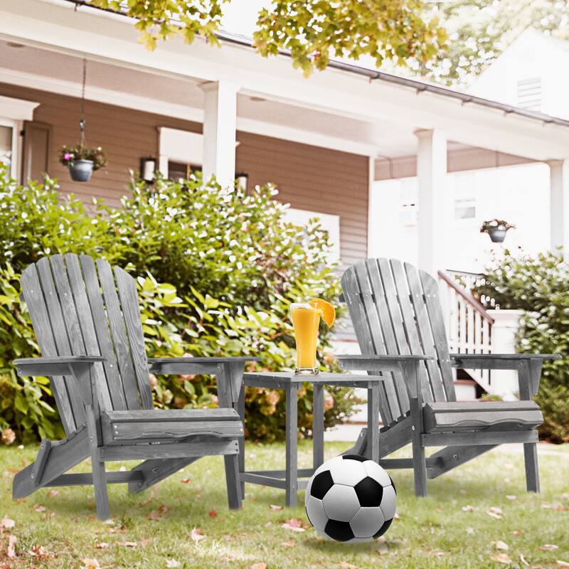 Set of 2 Wooden Outdoor Folding Chair - Gray