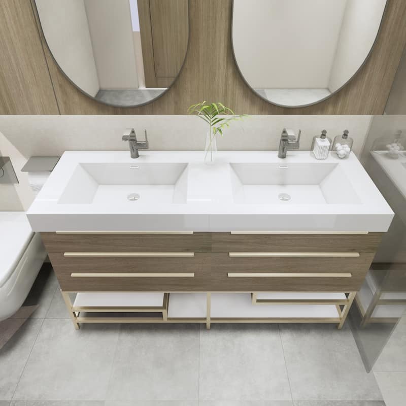 Noble 60" Free-standing Vanity with Reinforced Acrylic Double Sink