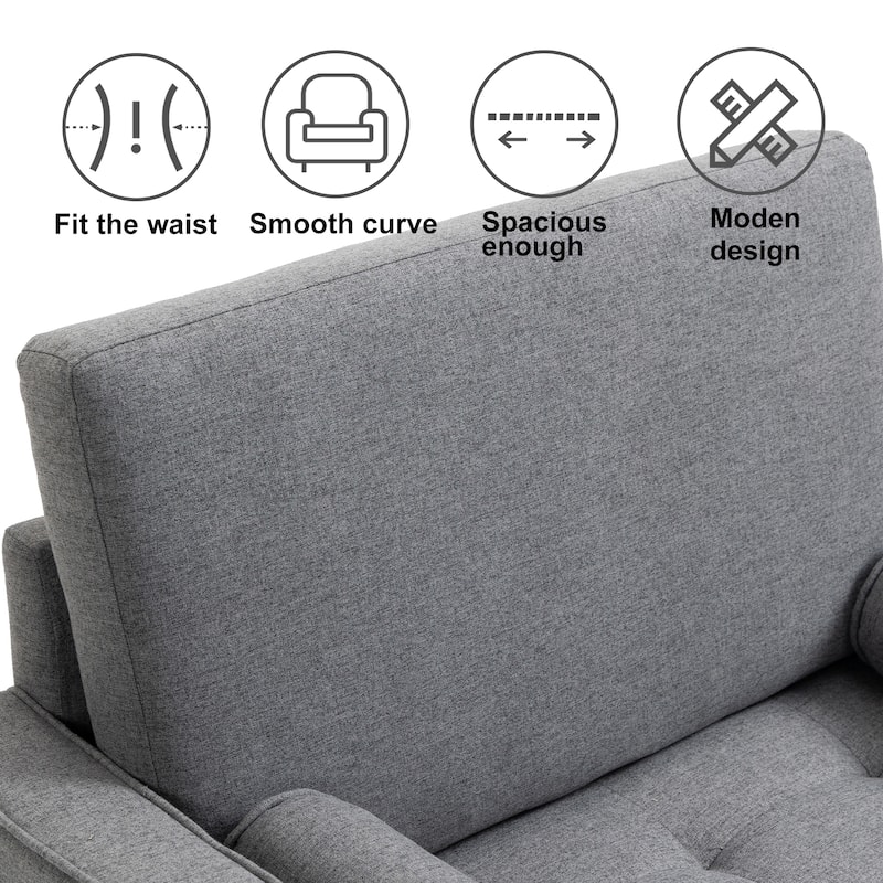35.56" W Accent Chair Upholstered Armchair with Bolster Pillows