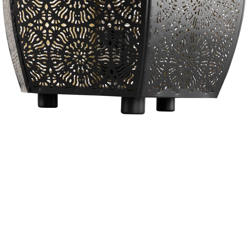 Laser-Cut Moroccan-Style Mandalas Iron Table Lamp - 15.75" - Black - 15.75