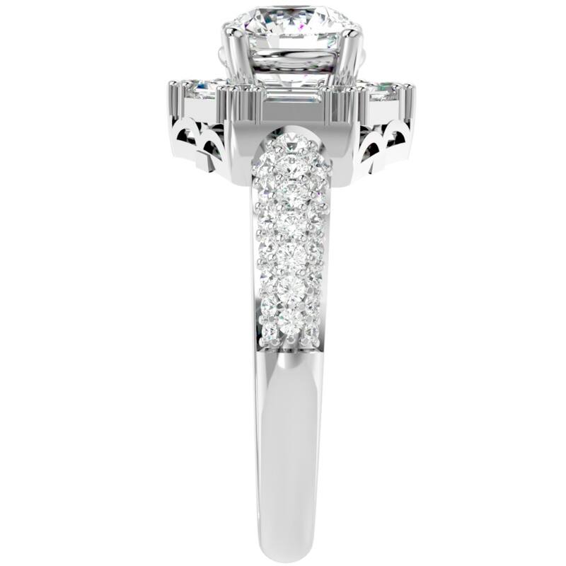 1 1/2Ct Diamond & Moissanite Accent Engagement Ring in Gold