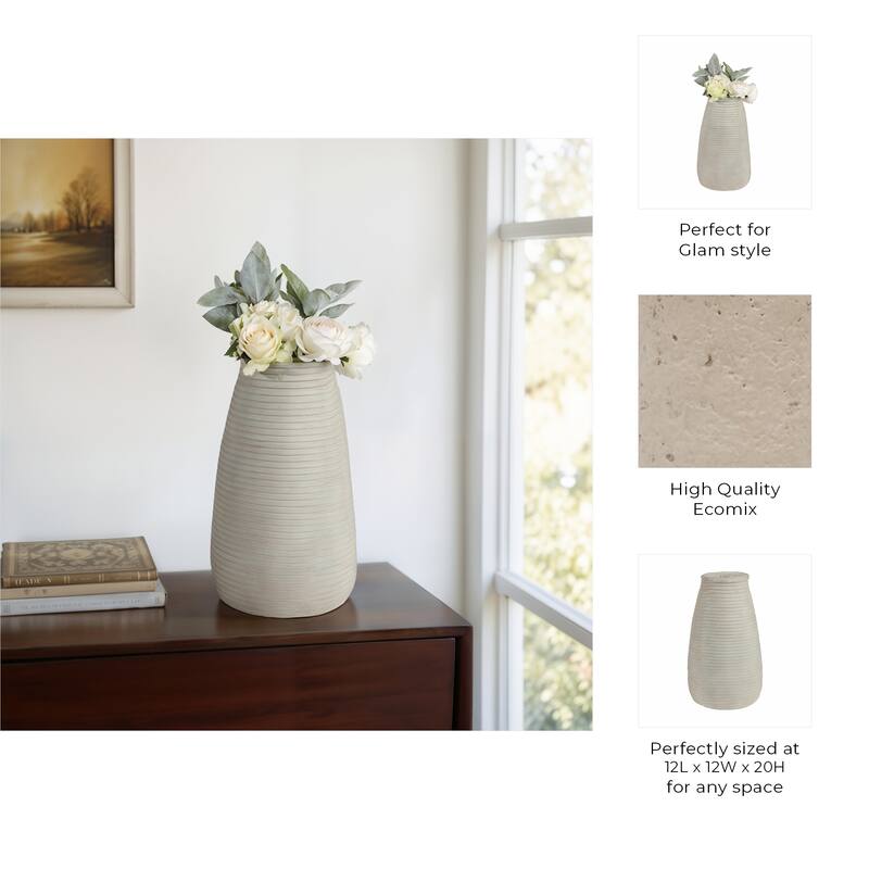 Decorative Modern Ribbed Vase - Teal