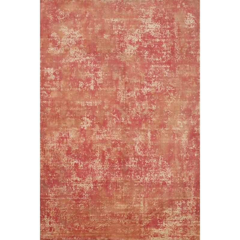 Hand Knotted Oriental Viscose Silk Carpet Modern Abstract Oranges & Rust Abstract Area Rug - 6' 2'' X 4' 1''