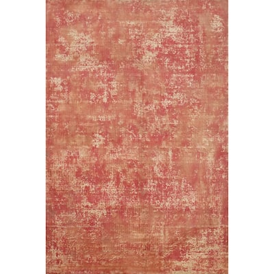 Hand Knotted Oriental Viscose Silk Carpet Modern Abstract Oranges & Rust Abstract Area Rug - 6' 2'' X 4' 1''