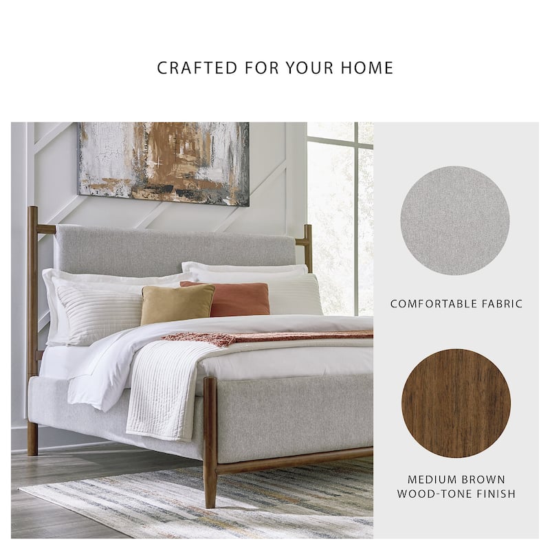 Signature Design by Ashley Lyncott Gray/Brown Upholstered Panel Bed