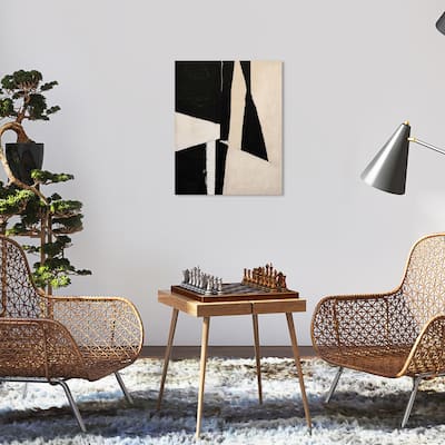Wynwood Studio Canvas Abstract Wood Panels Black and Tan Modern & Contemporary Wall Art Canvas Print